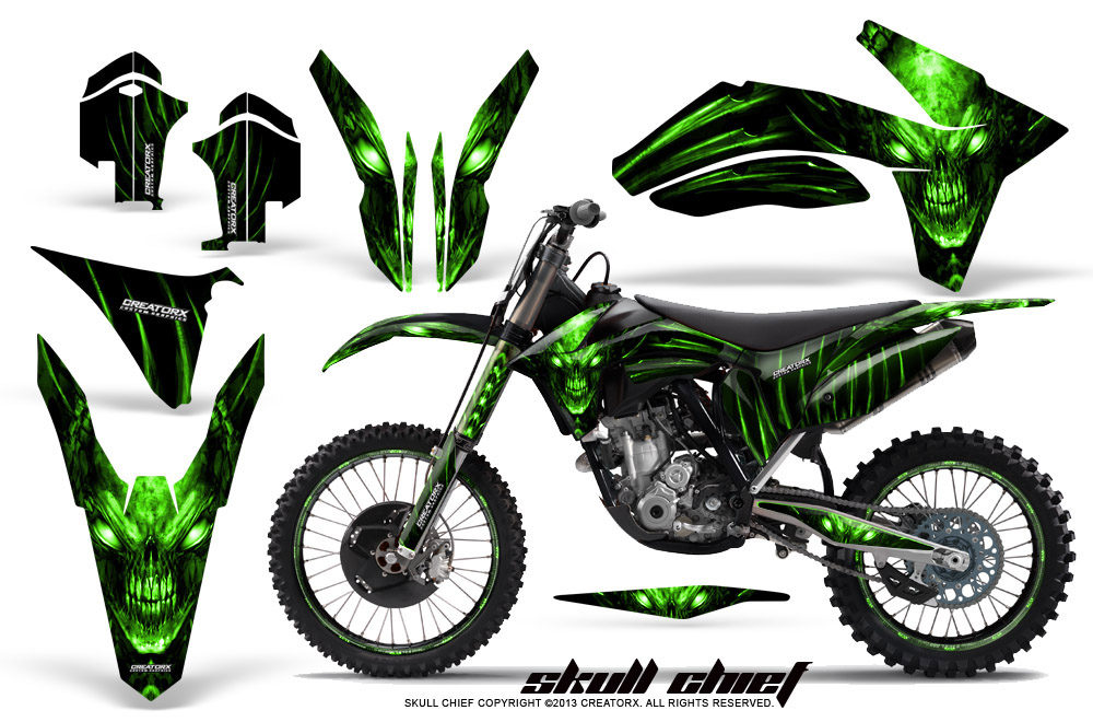 KTM C7 2011 Graphics Kit Skull Chief Green NP Rims